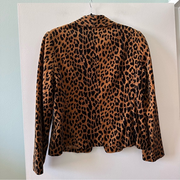 Vintage cheetah leopard print velvet blazer jacket with rhinestone glam clasp - Picture 4 of 7